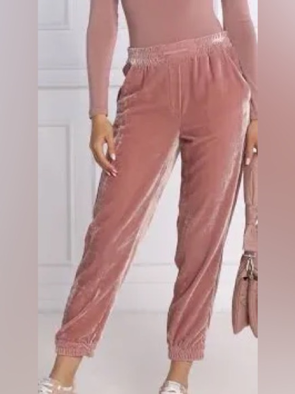 Marella Monochrome Velvet Pull-On pants in Dusty Rose size 6